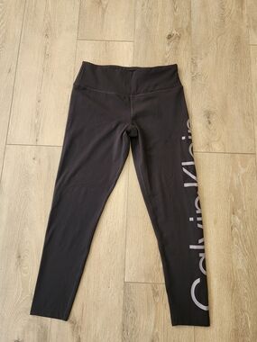 Calvin Klein Performance Black Stretch Leggings Logo Athletic Walking Yoga M